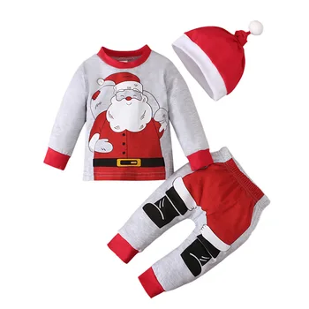 Коледна Зимни Дрехи За Малките момчета, Памучен Облекло за деца с дълги ръкави Дядо Коледа, 3-24 М DS29