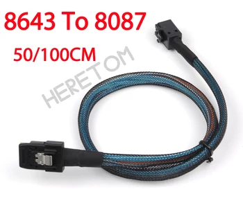MINI SAS 8643 на СФФ 8087 HD Сървър кабел за данни Мини-sas HD СФФ-8643 на Сървър на данни на Твърдия диск Raid Кабел-50 см и 100 см