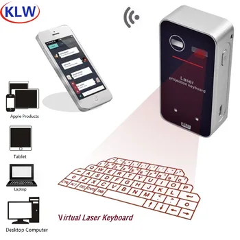 KLWEnglish QWERTY Безжична връзка bluetooth Виртуалната Лазерна Телефонна клавиатура Проектор Мини Клавиатура за Преносим Компютър Телефонна Панел Лаптоп