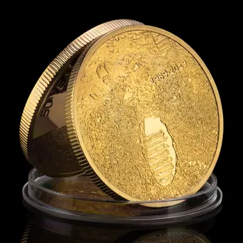 Съединените Щати 50-та годишнина от Кацането на Луната са подбрани Сребърен Позлатен Сувенирни Монети Креативен Подарък Възпоменателна Монета