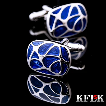 KFLK бижута за мъжка марка висококачествени рубашечных копчета за ръкавели копчета за ръкавели със син емайл модерни сватбени подаръци копчета за гости