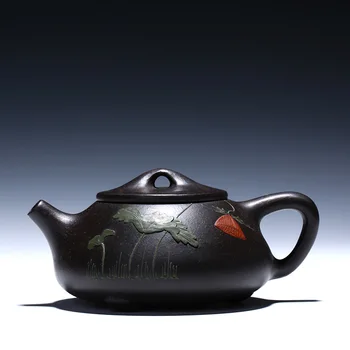 220 мл Китайски Чай и Прибори Yixing, Каменна Лъжичка, Чай гърне, Чай, ръчно изработени, Чай, Вино, Черна кал Жу, Индивидуални висококачествени подаръци