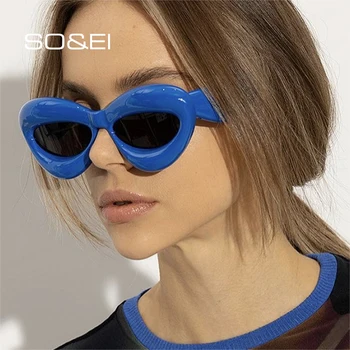 SO & EI Ретро Котешко Око Карамел Цвят Слънчеви Очила Дамски Модни Маркови Дизайнерски Овални Лещи Нюанси UV400 Мъжки Жълти Розови Очила