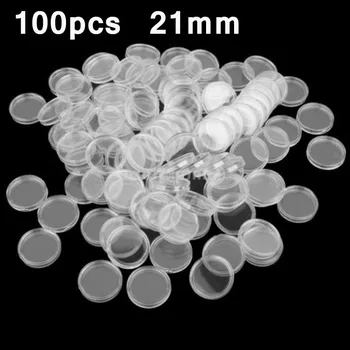 100шт 21 мм Кръгъл Прозрачен Пластмасов Държач За Монети Мини-Калъф За Събиране на Монети Капсули За Съхранение на Монети, Защитни Кутии Контейнер