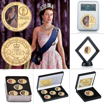 WR Кралица Елизабет II, Златна Сувенирни Монети Оригинални с Подарък Скоростна Възпоменателни Монети на Кралското Семейство Сбирка Медалите Дропшиппинг
