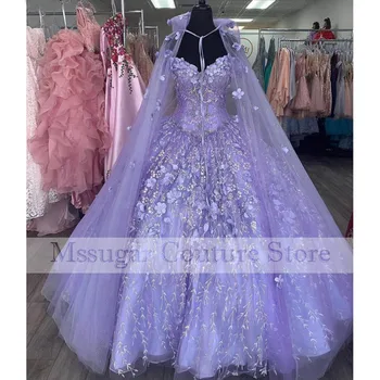 2022 Purple Са Quinceanera Dresses Sweetheart Appliques Ball Gown Two Pieces Custom Made рокля на бала
