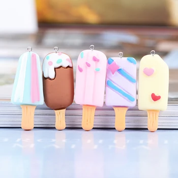 10шт Япония Изпълнен Сладолед Смола Окачване Мини Имитация на Храна Висулка Производство на бижута направи си САМ Обеци Калъф За Телефон Украса C176