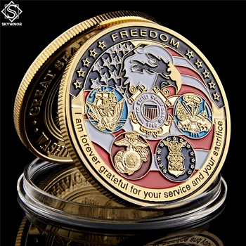 Военноморските сили на САЩ USAF USMC Армия, Брегова Охрана Freedom Eagle Златна Плоча Рядка Колекция от Монети Challenge