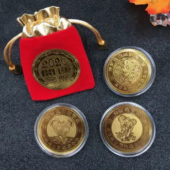2020 Коледен Подарък Мишка Плъх Възпоменателна Монета Годината На Плъха Колекционерски Монети, Изкуство, Занаят Късмет Честит Подарък Бижу-Талисман