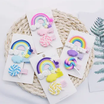 Корейска детска Шнола За коса Rainbow Cloud Lollipop Набор от Малки Свежи Аксесоари За коса