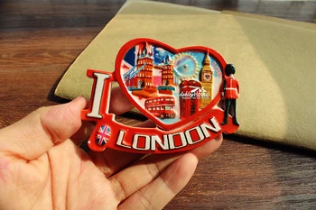 Лондон, обединено Кралство Великобритания Туристически Туристически Сувенир във Формата На Сърце 3D Смола Хладилник Магнит ЗА Хладилник ИДЕЯ за ПОДАРЪК