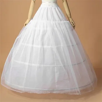 Жена Сватбена рокля с 4 Обръча, Долната пола на Макси дължина, Колан с Завязками, Ламинирано Бална рокля Сватбена рокля, Долната пола с Кринолином